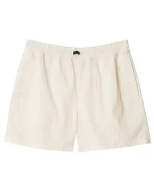 Burberry Ekd Embroidered Nylon Shorts, Brand Size 8 Us - White