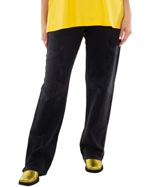 Burberry Ekd-Print Cotton Track Pants - Black