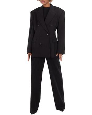 Balenciaga Double-Breasted Cinched Wool Blazer, Brand Size 36 (Us - Black