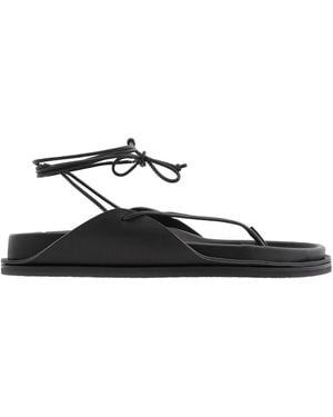 St. Agni Everyday Tie-Up Leather Sandals, Brand Size 39 Us - Black