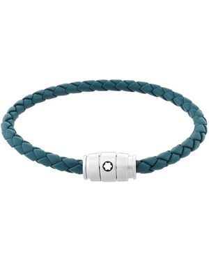 Montblanc Meisterstuck Steel & Cyprus Leather Bracelet - Blue