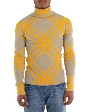 Burberry Checked Wool-Blend Sweater - Yellow