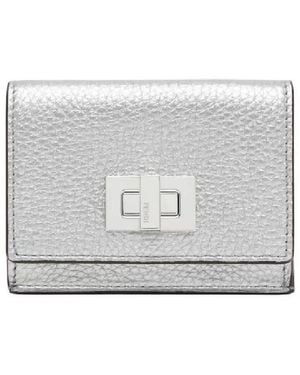 Fendi Argento/Palladio Ladies Peekaboo Micro Tri-Fold Wallet - Grey