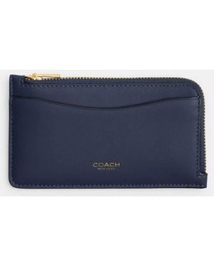 COACH New York Zip Leather Card Case - Blue