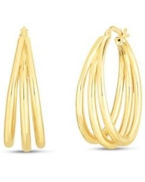 Roberto Coin 18K Designer Graduated Thin Triple Hoop Earrings - Metallic