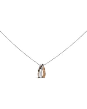 Haus of Brilliance Tri Tone Sterling 1/2 Cttw And Diamond Pendant Necklace - Metallic