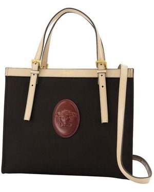 Versace Medusa Emblem Calfskin Tote Bag - Black