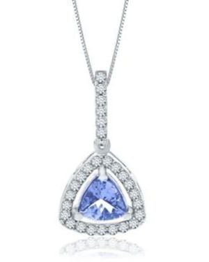 DiamondMuse Diamond Muse 0.30 Cttw 14Kt Tanzanite Diamond Accent Pendant Neckalce For - Blue