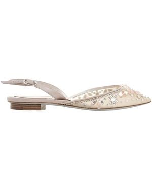 Rene Caovilla Cinderella Slingback Flats, Brand Size 36.5 Us - Natural