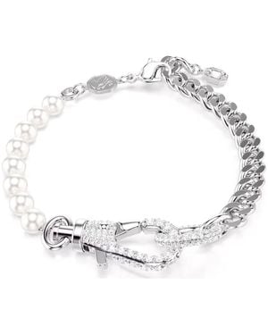 Swarovski Dextera Crystal Pearl Rhodium Plated Bracelet - Metallic