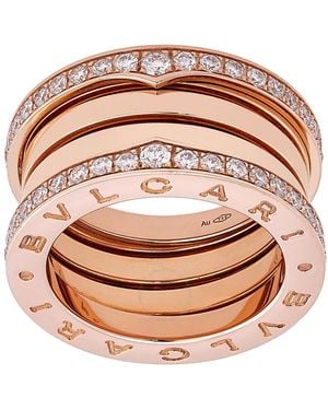 BVLGARI B.Zero1 18K Rose 4-Band Diamond Ring - Pink