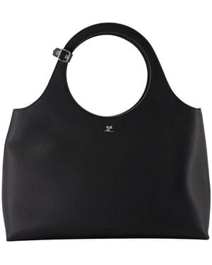 Courreges Calfskin Shoulder Bag - Black