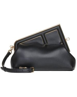 Fendi First Midi Nappa Leather Clutch - Black