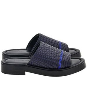Ferragamo Daian Intreccio Woven Slide Sandals - Blue