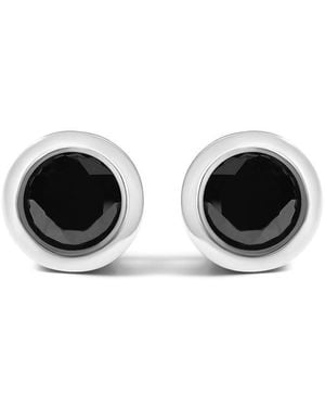 Haus of Brilliance 925 Sterling 9 1/2 Cttw Round Brilliant-Cut Diamond Stud Earrings With Screw Backs - Black