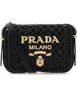 Prada Raffia Crossbody Bag - Black