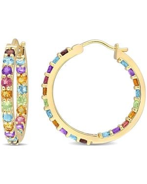 Amour 2 3/4 Ct Tgw Multi-colour Gemstone Hoop Earrings - Metallic