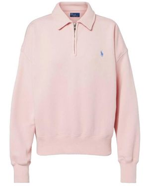Polo Ralph Lauren Quarter-Zip Cotton-Blend Sweatshirt - Pink