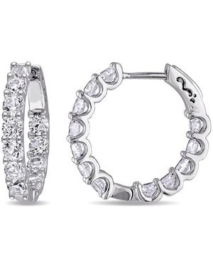 Amour 4 1/10 Ct Tgw Created Sapphire Inside Outside Hoop Earrings - Metallic