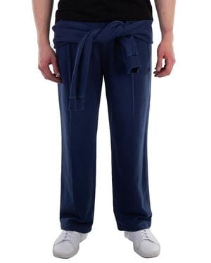 Burberry Muted Reconstructed Tailored Cotton Pants, Brand Size 52 (Waist - Blue