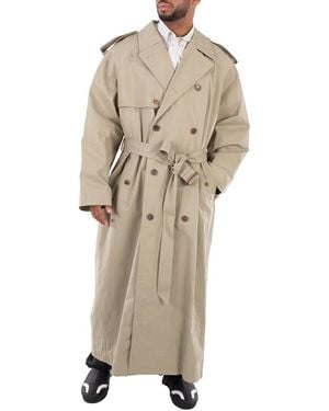 Balenciaga Military Belted Maxi Trench Coat - Natural