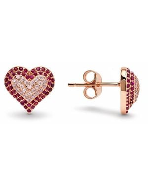 Kylie Harper 14K Rose Over Pave Cz Heart Stud Earrings - Pink