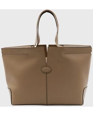Tod's Leather Top Handle Bag - Natural
