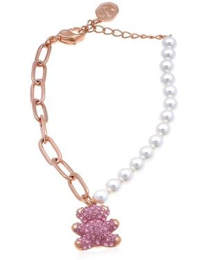 Swarovski Teddy Bracelet, Crystal Pearl, Bear, 18K Rose Finish - Pink