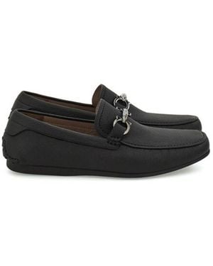 Ferragamo Cancun Gancini Leather Drivers - Black