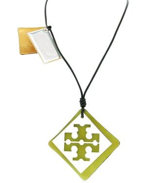 Tory Burch Resin Logo Long Necklace - Yellow
