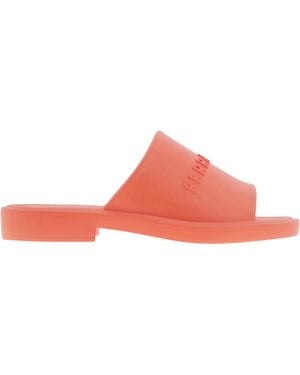 Ferragamo Giuneva Logo Embossed Slides - Orange