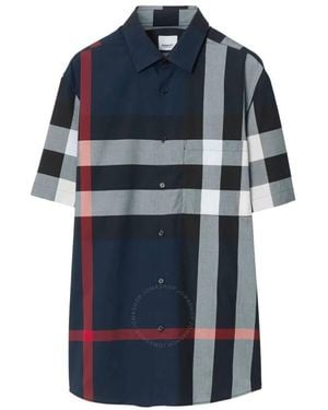 Burberry Check Short-Sleeved Shirt - Blue