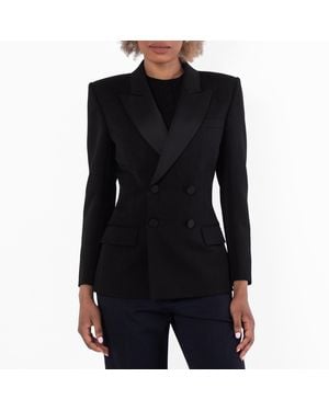 Saint Laurent Double-Breasted Tuxedo Jacket, Brand Size 38 (Us Size 2) - Blue