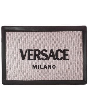 Versace Milano Raffia Clutch Bag - Metallic