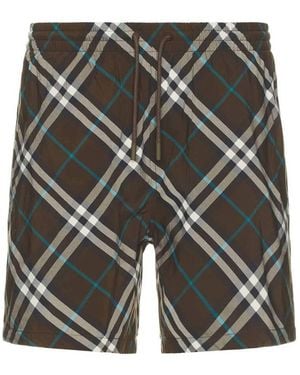 Burberry Check Nylon Swim Shorts - Grey