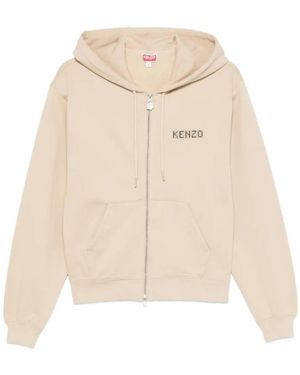 KENZO City Zip-Up Cotton Hoodie - Natural