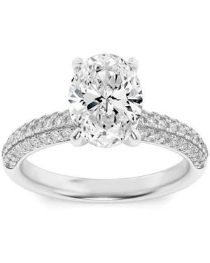 Mure And Co 1.5Ctw Oval Shaped Lab Grown Diamond (F/Vs) Three Row Micro Pave Engagement Ring - Metallic