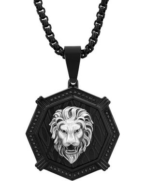 Robert Alton 1/4Ctw Diamond Stainless Steel With Finish Lion Pendant - Black