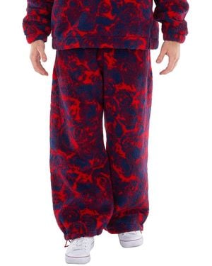 Burberry Rose Print Fleece Trousers - Red