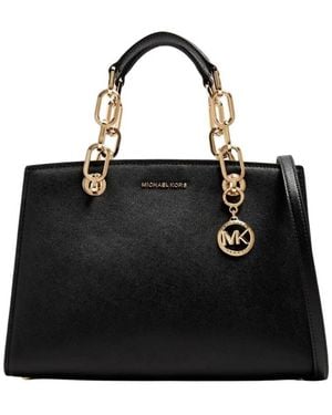 Michael Kors Medium Cynthia Leather Satchel - Black