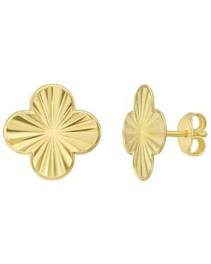 Kylie Harper Ladies 14K Thin Diamond-Cut Radiating Clover Stud Earrings - Metallic