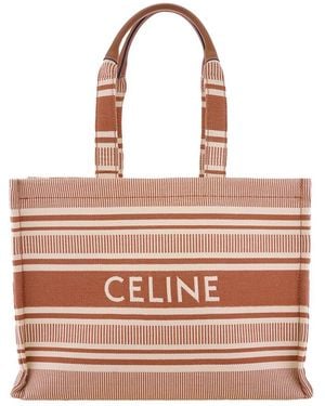 Celine Cabas Thais Striped Tote - Natural
