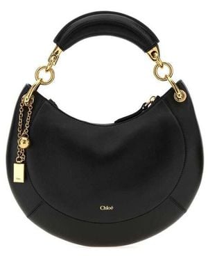 Chloé Chlo Curved Leather Shoulder Bag - Black