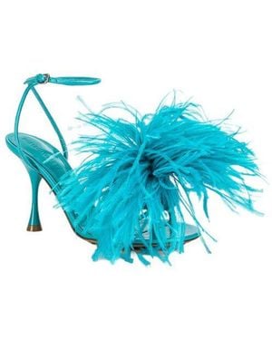 Bottega Veneta 100Mm Dot Feather-Detailed Sandals - Blue