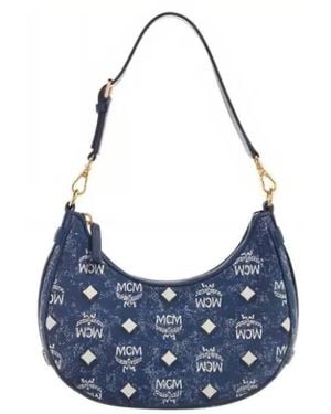 MCM Vintage Denim Jacquard Aren Hobo Bag - Blue
