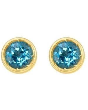Tresorra 14K Sky Topaz Birthstone Stud Earrings - Blue