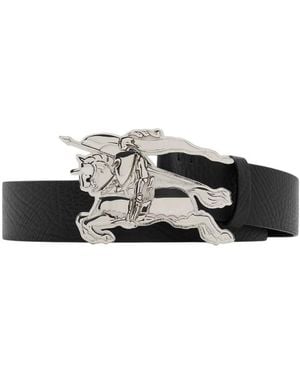 Burberry Leather Knight Buckle Belt - Black