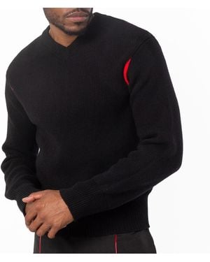 Ferragamo Ferragamo V-Neck Ribbed-Knit Jumper - Black