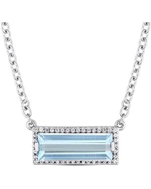 Amour 3 Ct Tgw Baguette Cut Topaz And Sapphire Halo Necklace - Blue