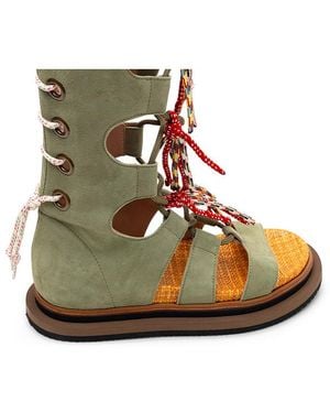 Hogan Lace-Up Tassel Sandals - Brown